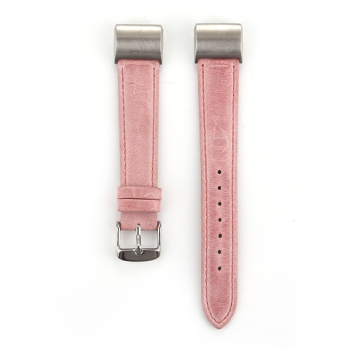 

For Fitbit Charge 2 Fresh Style Genuine Leather Replacement Strap Watchband(Pink)