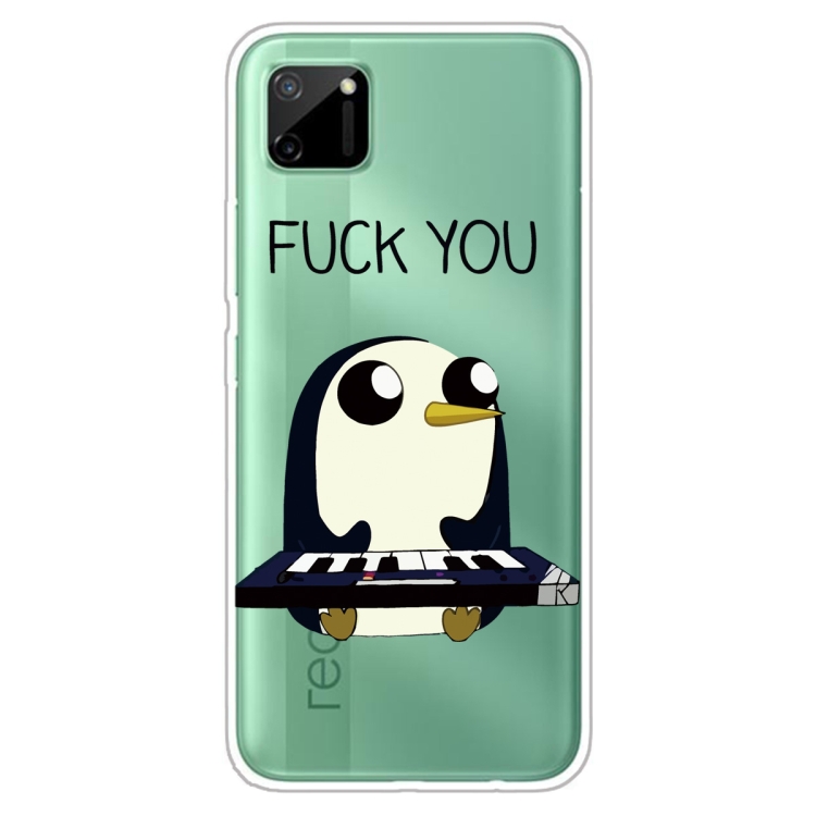 

For OPPO Realme C11 Colored Drawing Clear TPU Cover Protective Cases(Penguin)