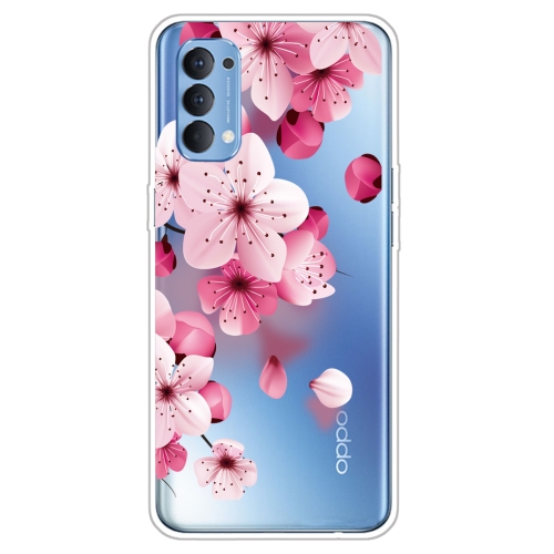 

For OPPO Reno4 Colored Drawing Clear TPU Cover Protective Cases(Cherry Blossoms)