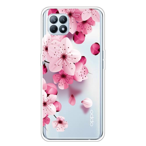 

For OPPO Reno4 SE Colored Drawing Clear TPU Cover Protective Cases(Cherry Blossoms)