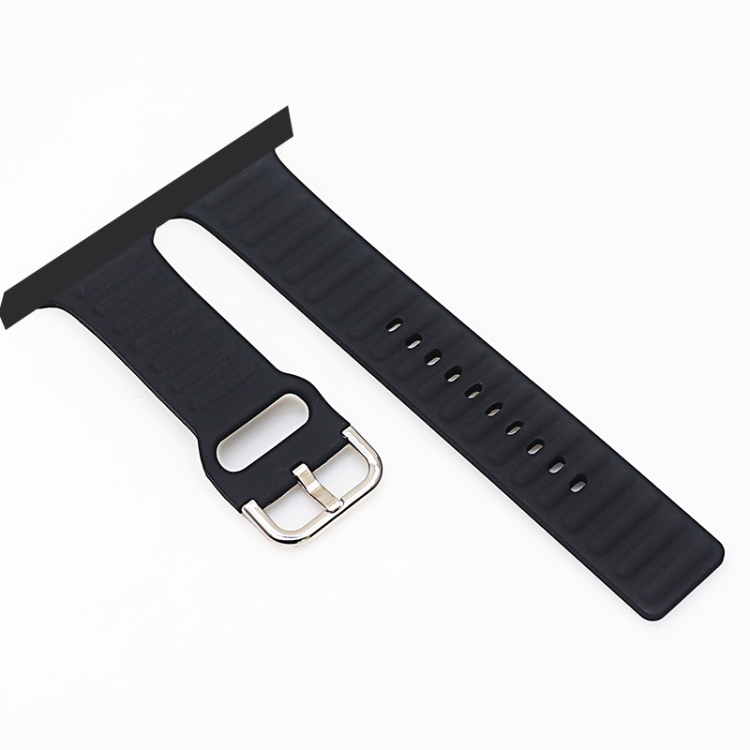 

Silicone Replacement Strap Watchband For Apple Watch Series 6 & SE & 5 & 4 40mm / 3 & 2 & 1 38mm(Black)