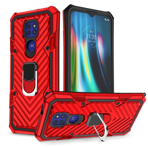 

For Motorola Moto G9 Play Cool Armor PC + TPU Shockproof Case with 360 Degree Rotation Ring Holder(Red)