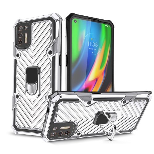 

For Motorola Moto G9 Plus Cool Armor PC + TPU Shockproof Case with 360 Degree Rotation Ring Holder(Silver)