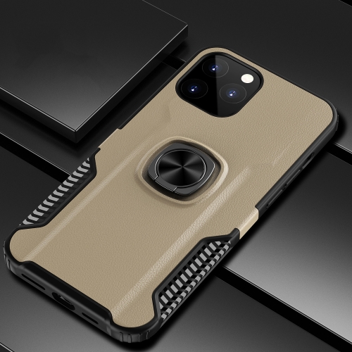 

Litchi Texture Knight Armor Shockproof PC + Silicone Case with 360 Degree Rotation Magnetic Ring Holder For iPhone 12 / 12 Pro(Gold)