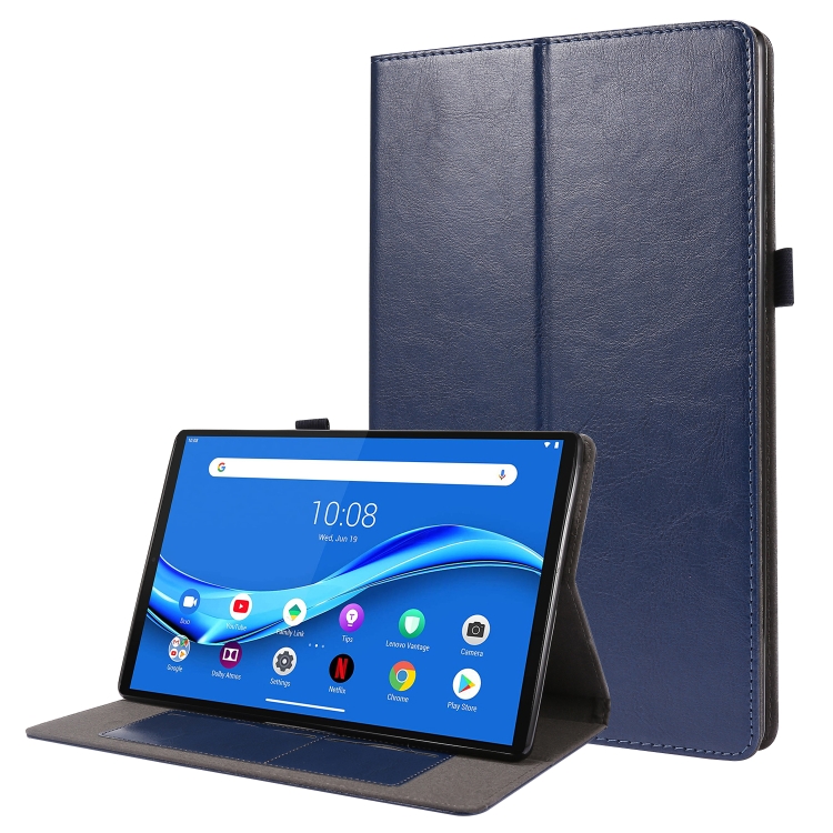

For Lenovo Tab M10 Plus Crazy Horse Texture Horizontal Flip Leather Case with 2-folding Holder & Card Slot(Dark Blue)