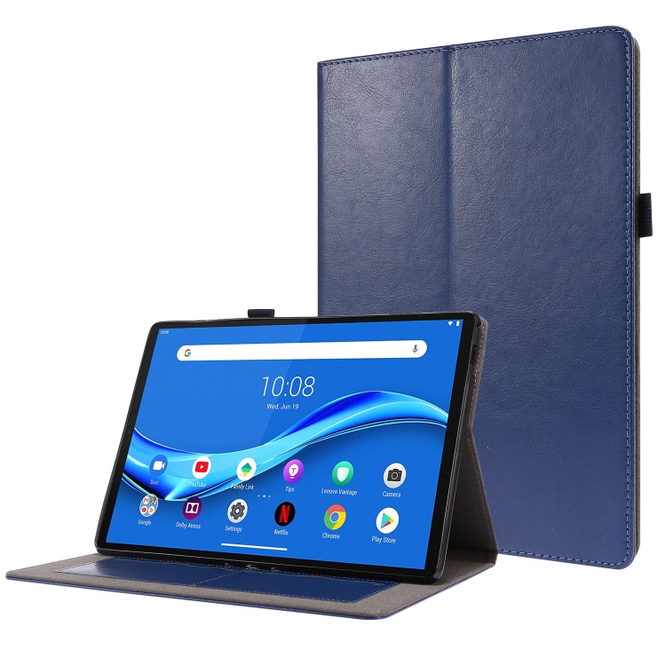 

For Lenovo Tab M10 Crazy Horse Texture Horizontal Flip Leather Case with 2-folding Holder & Card Slot(Dark Blue)