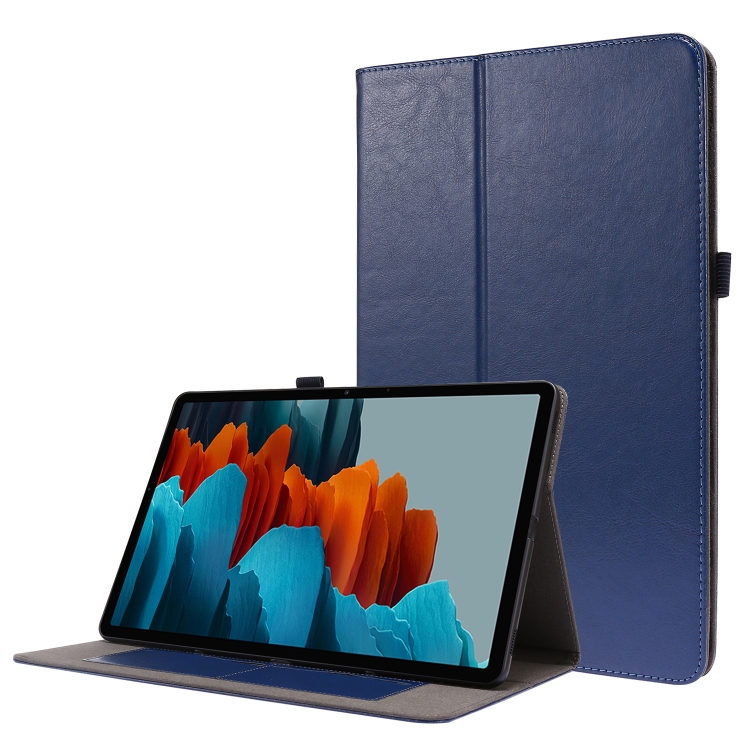 

For Samsung Galaxy Tab S7+ / T970 Crazy Horse Texture Horizontal Flip Leather Case with 2-folding Holder & Card Slot(Dark Blue)