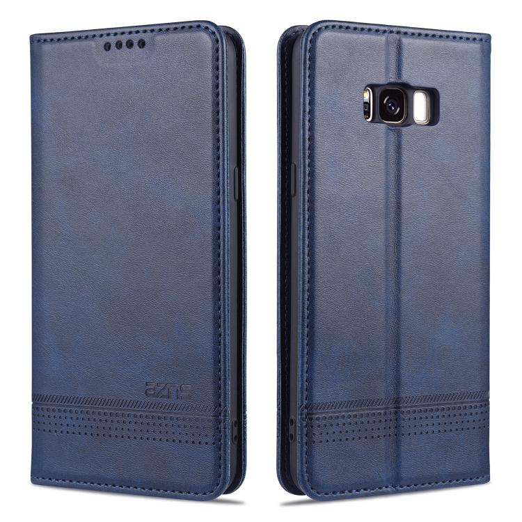 

For Samsung Galaxy S8 AZNS Magnetic Calf Texture Horizontal Flip Leather Case with Card Slots & Holder & Wallet(Dark Blue)