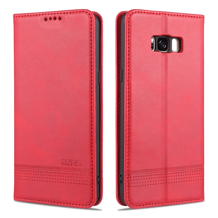 

For Samsung Galaxy S8 AZNS Magnetic Calf Texture Horizontal Flip Leather Case with Card Slots & Holder & Wallet(Red)