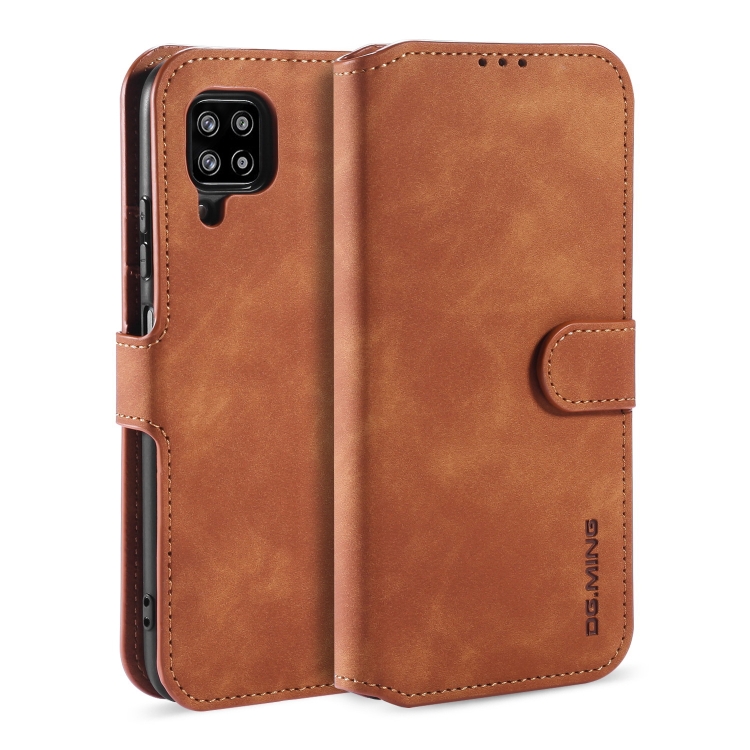 

For Samsung Galaxy A42 5G DG.MING Retro Oil Side Horizontal Flip Protective Case(Brown)