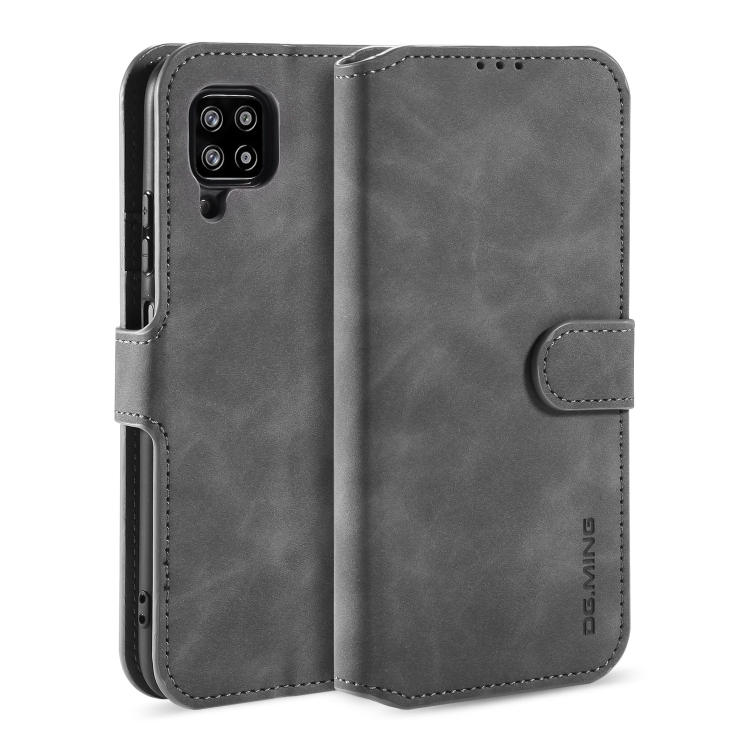 

For Samsung Galaxy A42 5G DG.MING Retro Oil Side Horizontal Flip Protective Case(Grey)