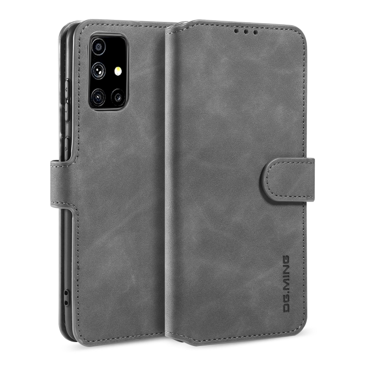 

For Samsung Galaxy M51 DG.MING Retro Oil Side Horizontal Flip Protective Case(Grey)