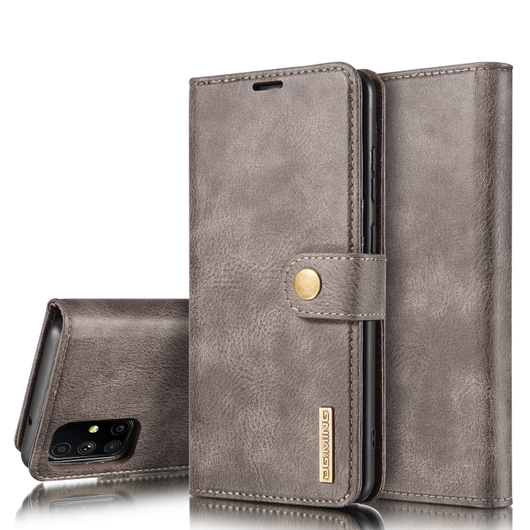 

For Samsung Galaxy M51 DG.MING Crazy Horse Texture Flip Detachable Magnetic Leather Case with Holder & Card Slots & Wallet(Grey)