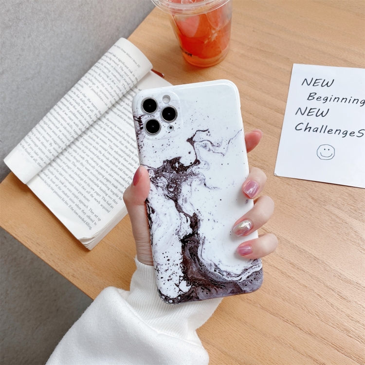 

Glossy Marble Pattern TPU Protective Case For iPhone 12 Pro Max(White)