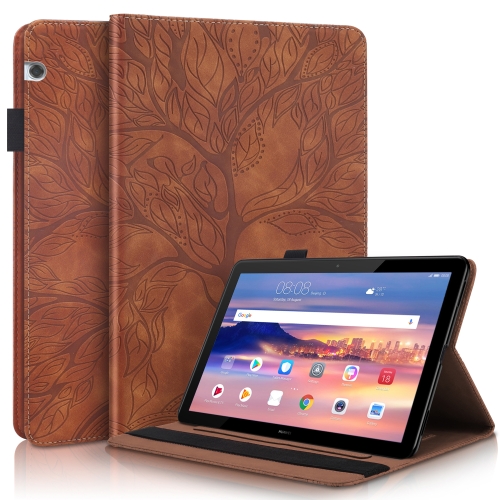 

For Huawei MediaPad T5 10.1 inch Life Tree Series Horizontal Flip Leather Case with Holder & Card Slots & Pen Slot(Brown)