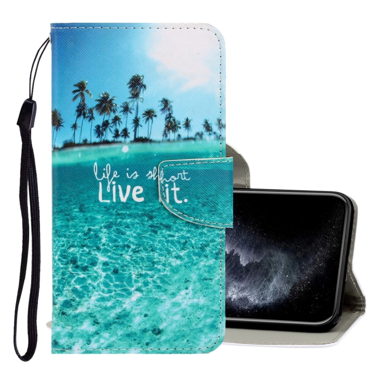 

3D Colored Drawing Horizontal Flip PU Leather Case with Holder & Card Slots & Wallet For iPhone 12 mini(Coconut Tree)