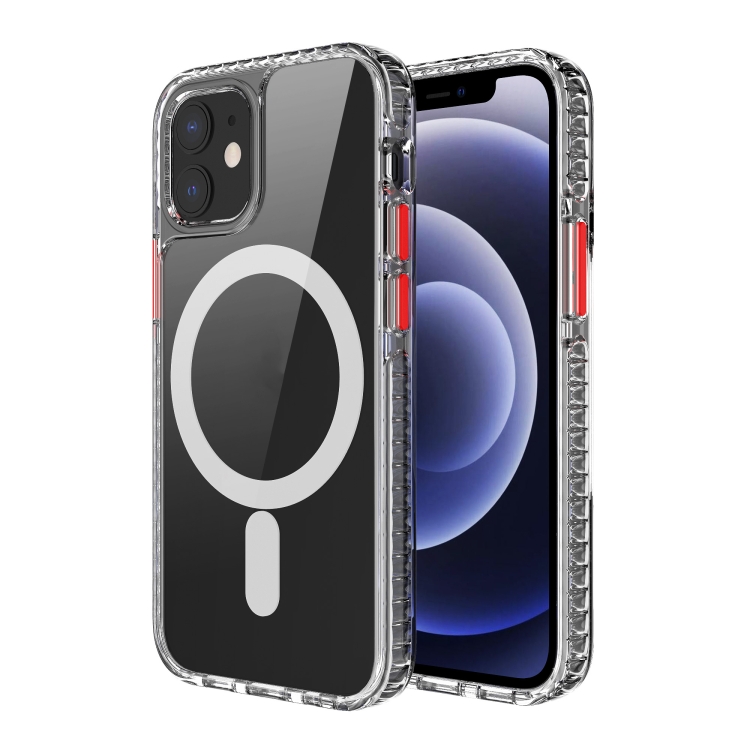 

Magnetic Shockproof PC+ TPU Magsafe Case with Removable Color Button For iPhone 12 mini(Red)