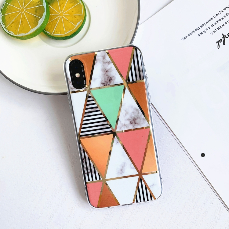

Electroplating Stitching Marble Pattern TPU Protective Case For iPhone X / XS(Checkered)