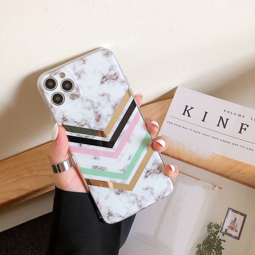 

Electroplating Stitching Marble Pattern TPU Protective Case For iPhone 11 Pro(Multicolor V Line)