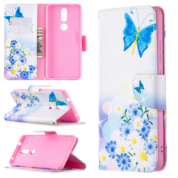 

For Nokia 2.4 Colored Drawing Pattern Horizontal Flip Leather Case with Holder & Card Slots & Wallet(Butterflies Love Flower)