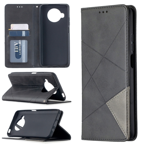 

For Xiaomi Mi 10T Lite 5G Rhombus Texture Horizontal Flip Magnetic Leather Case with Holder & Card Slots(Black)