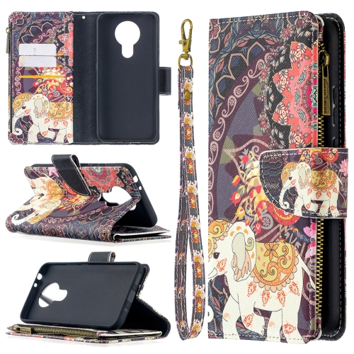 

For Nokia 3.4 Colored Drawing Pattern Zipper Horizontal Flip Leather Case with Holder & Card Slots & Wallet(Flower Elephants)