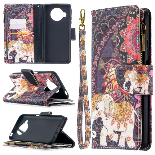 

For Xiaomi Mi 10T Lite 5G Colored Drawing Pattern Zipper Horizontal Flip Leather Case with Holder & Card Slots & Wallet(Flower Elephants)