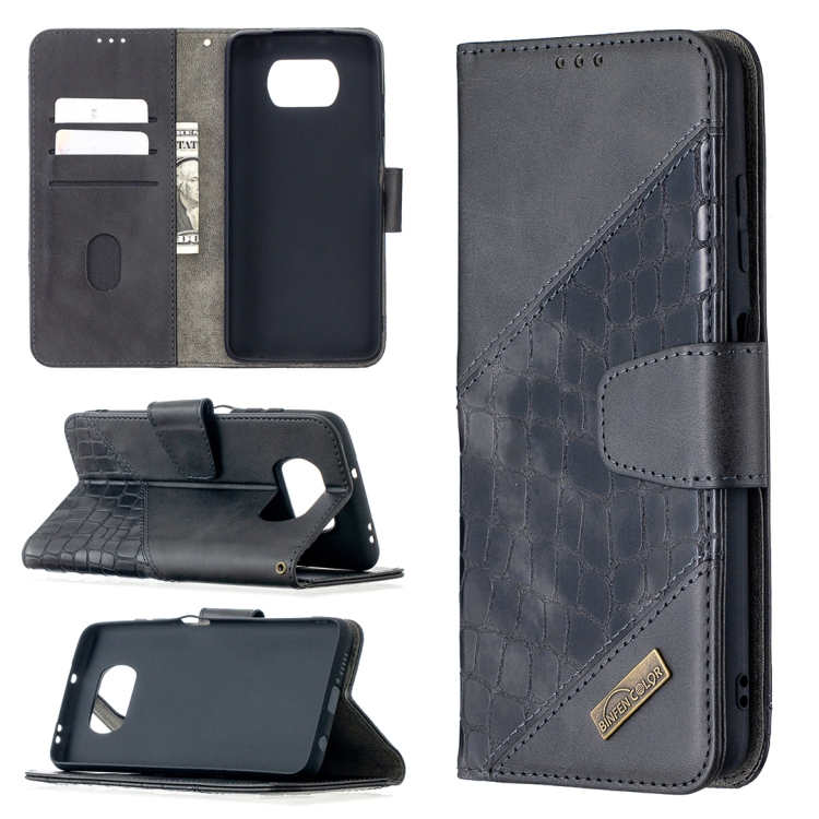 

For Xiaomi Mi Poco X3 Matching Color Crocodile Texture Horizontal Flip PU Leather Case with Wallet & Holder & Card Slots(Black)