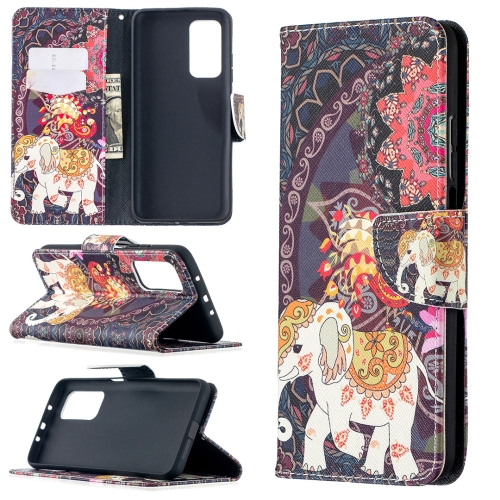 

For Xiaomi Mi 10T / 10 Pro 5G Colored Drawing Pattern Horizontal Flip Leather Case with Holder & Card Slots & Wallet(Flowers and Elephant)