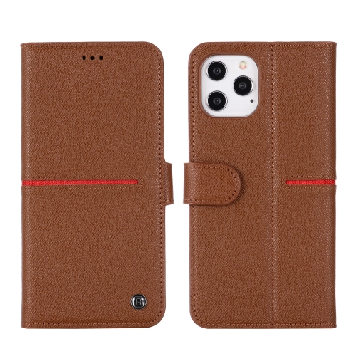 

GEBEI Top-grain Leather Horizontal Flip Protective Case with Holder & Card Slots & Wallet & Photo Frame For iPhone 12 / 12 Pro(Brown)