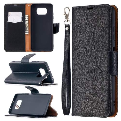 

For Xiaomi Poco X3 Litchi Texture Pure Color Horizontal Flip Leather Case with Holder & Card Slots & Wallet & Lanyard(Black)