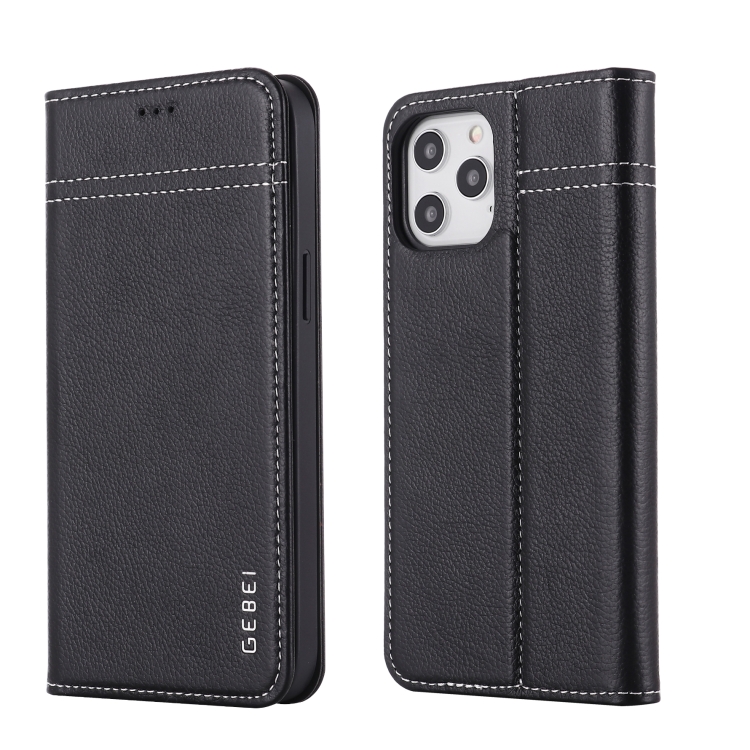 

GEBEI Top-grain Leather Horizontal Flip Protective Case with Holder & Card Slots For iPhone 12 mini(Black)