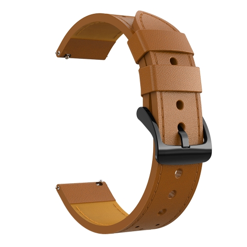 

For Samsung Galaxy Watch 3 45mm Round Hole Line Leather Replacement Strap Watchband(Brown Leather Line Black Point)