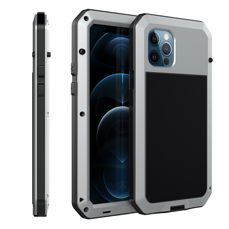 

Shockproof Waterproof Silicone + Zinc Alloy Protective Case For iPhone 12 Pro Max(Silver)