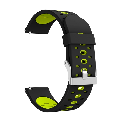 

For Samsung Galaxy Watch 3 41mm Three Row Holes Silicone Replacement Strap Watchband(Black Fluorescent Green)