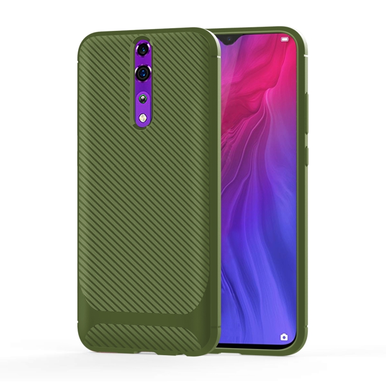

For OPPO Reno Carbon Fiber Texture Shockproof TPU Protective Case(Green)