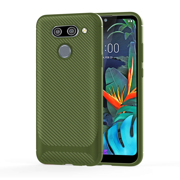 

For LG K51 Carbon Fiber Texture Shockproof TPU Protective Case(Green)