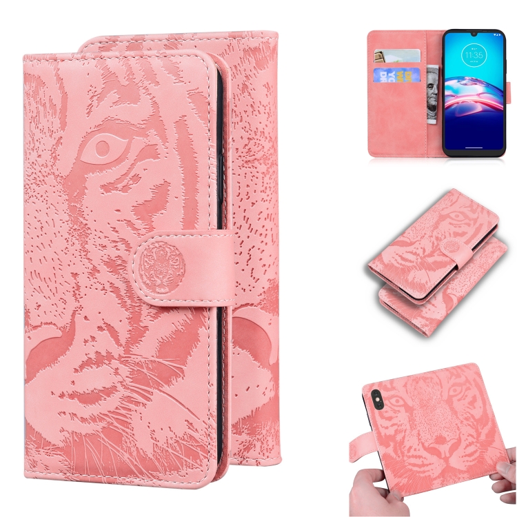 

For Motorola Moto Edge Tiger Embossing Pattern Horizontal Flip Leather Case with Holder & Card Slots & Wallet(Pink)