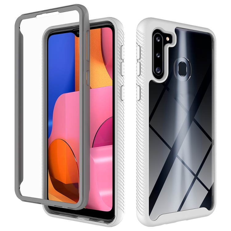 

For Samsung Galaxy A21 (EU Version) Starry Sky Solid Color Series Shockproof PC + TPU Protective Case(White)