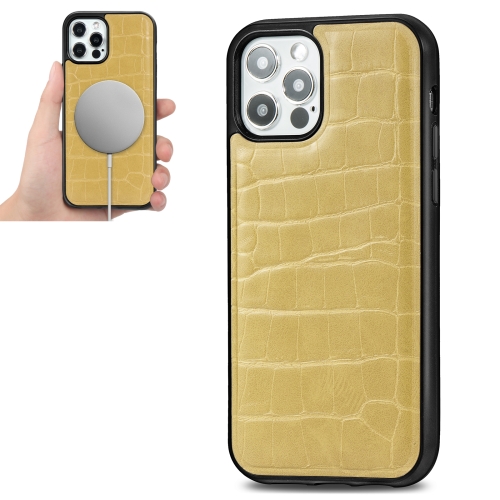 

Crocodile Texture Embossing Magnetic PU + TPU Protective Magsafe Case For iPhone 12 / 12 Pro(Yellow)