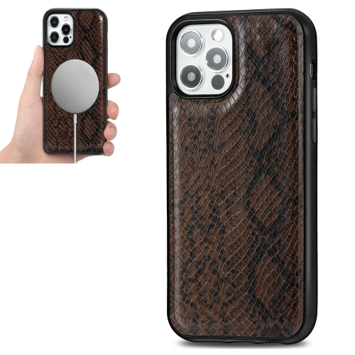 

Python Texture Embossing Magnetic PU + TPU Protective MagSafe Case For iPhone 12 / 12 Pro(Brown)