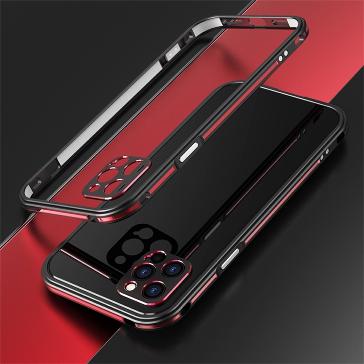 

Blade Series Lens Protector + Metal Frame Protective Case For iPhone 12 mini(Black Red)