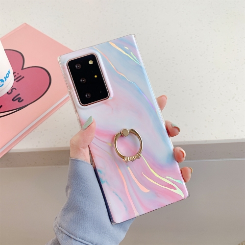 

For Samsung Galaxy A51 5G Laser Marble Pattern TPU Protective Case with Ring Holder(Pink Floating Cloud)