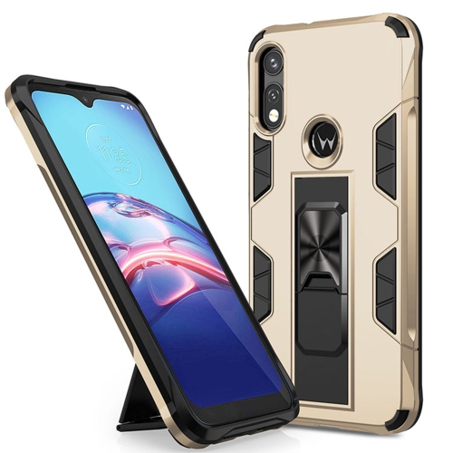 

For Motorola Moto E (2020) Soldier Armor Shockproof TPU + PC Magnetic Protective Case with Holder(Gold)