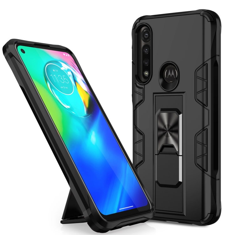 

For Motorola Moto G Power Soldier Armor Shockproof TPU + PC Magnetic Protective Case with Holder(Black)