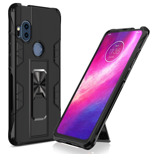 

For Motorola One Hyper Soldier Armor Shockproof TPU + PC Magnetic Protective Case with Holder(Black)
