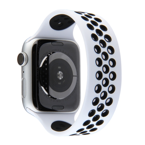 

Elastic Silicone Watchband For Apple Watch Series 6 & SE & 5 & 4 40mm / 3 & 2 & 1 38mm, Length:135mm(White Black)