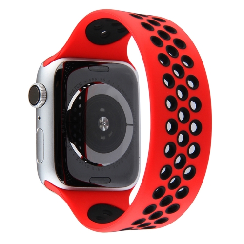 

Elastic Silicone Watchband For Apple Watch Series 6 & SE & 5 & 4 44mm / 3 & 2 & 1 42mm, Length:160mm(Red Black)