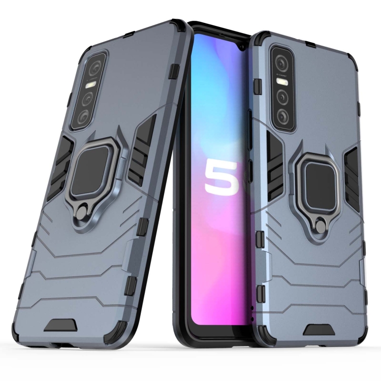 

For vivo Y73s PC + TPU Shockproof Protective Case with Magnetic Ring Holder(Navy Blue)