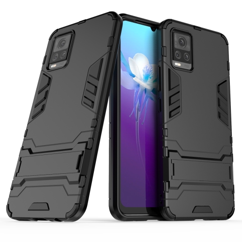 

For vivo V20 PC + TPU Shockproof Protective Case with Holder(Black)